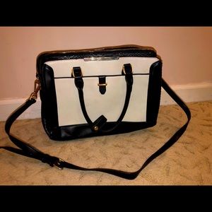 Black and White Cross body Madison West Purse